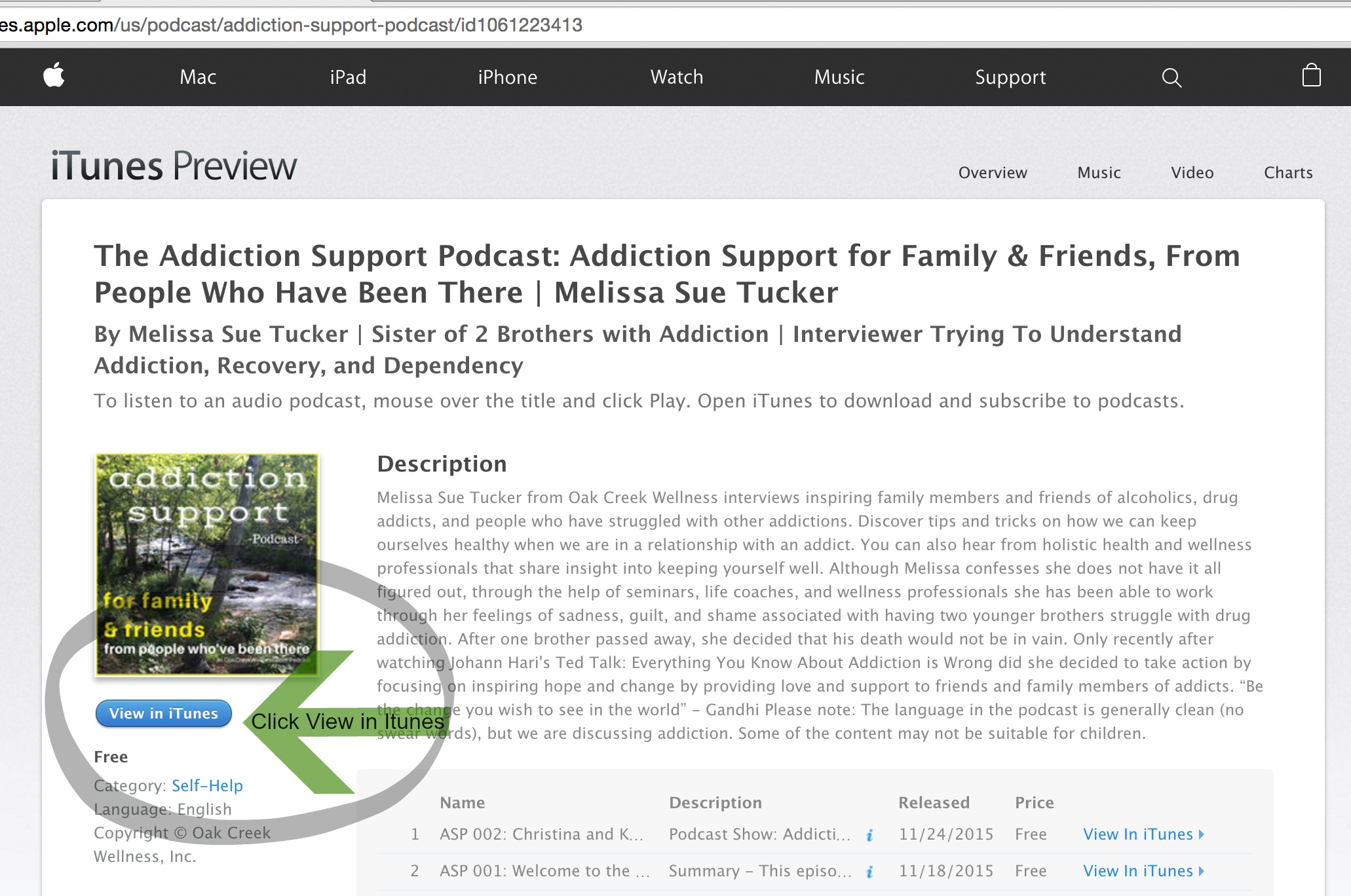 Addiction Support Podcast iTunes Subscribe and Review